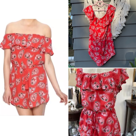 Honey Punch Pants - SOLD 9/10/24 live Honey Punch Red Rose Paisley Romper